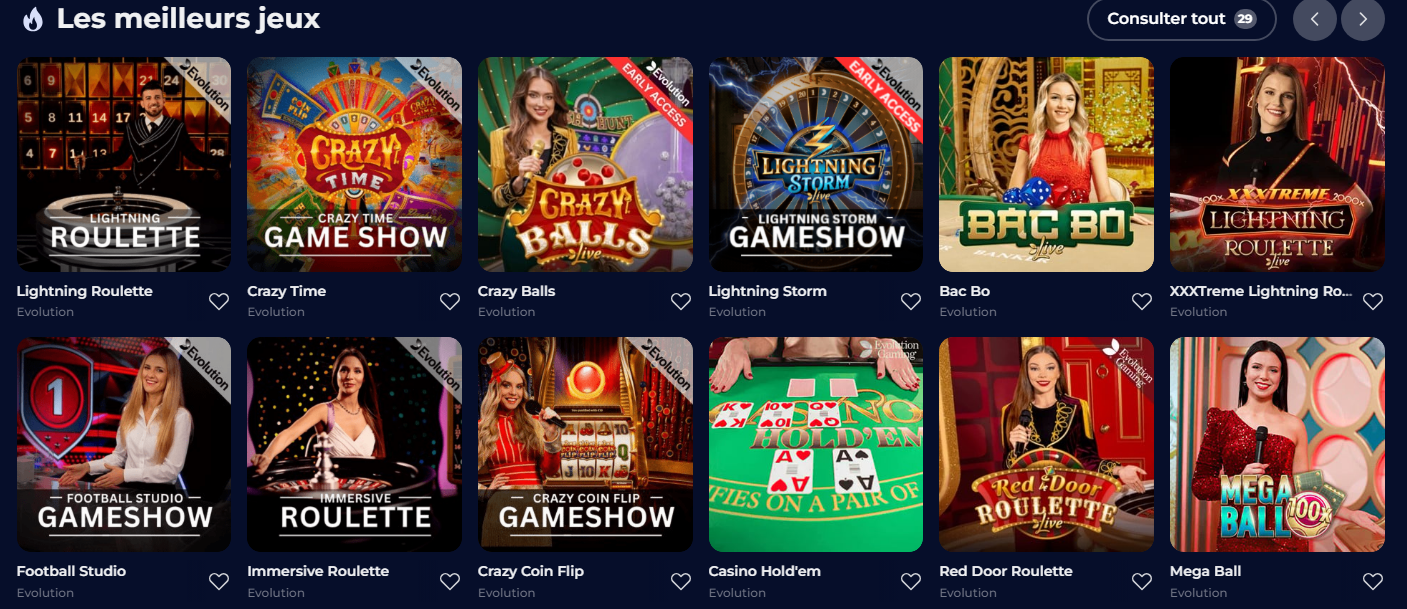 Les meilleurs jeux en direct du nine casino